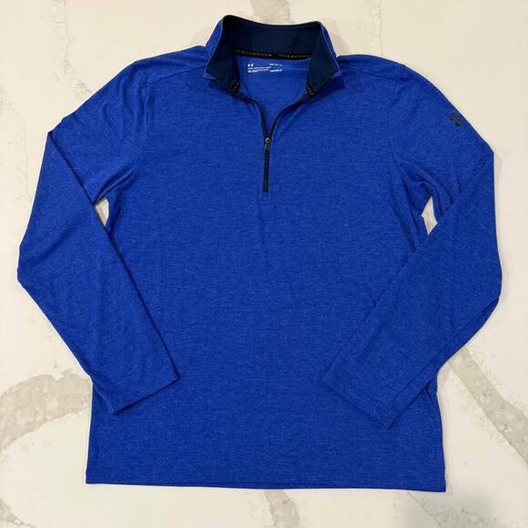 Under Armour Threadbone Heatgear 1/4 Zip Pullover Long Sleeve Men's Medium Blue - Picture 1 of 6